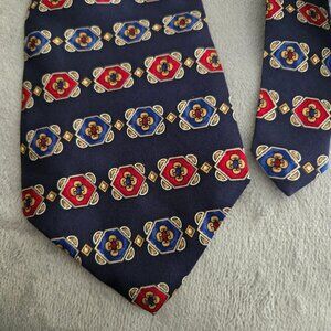 Christian Dior 100% Silk Vintage Luxury Blue Patterned Tie